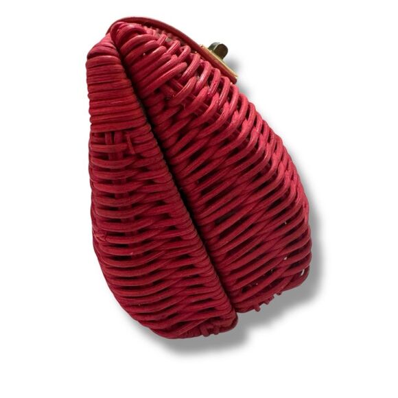 J.Crew Red Woven Straw Clutch Bag with Turnlock Closure - Picture 6 of 11
